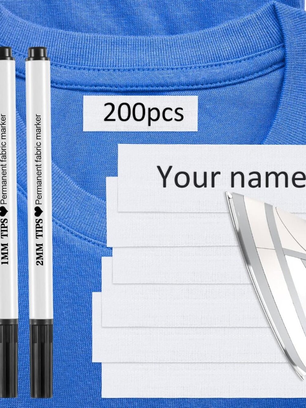 200 Pieces Iron on Name Labels for Clothing with Fabric Marker